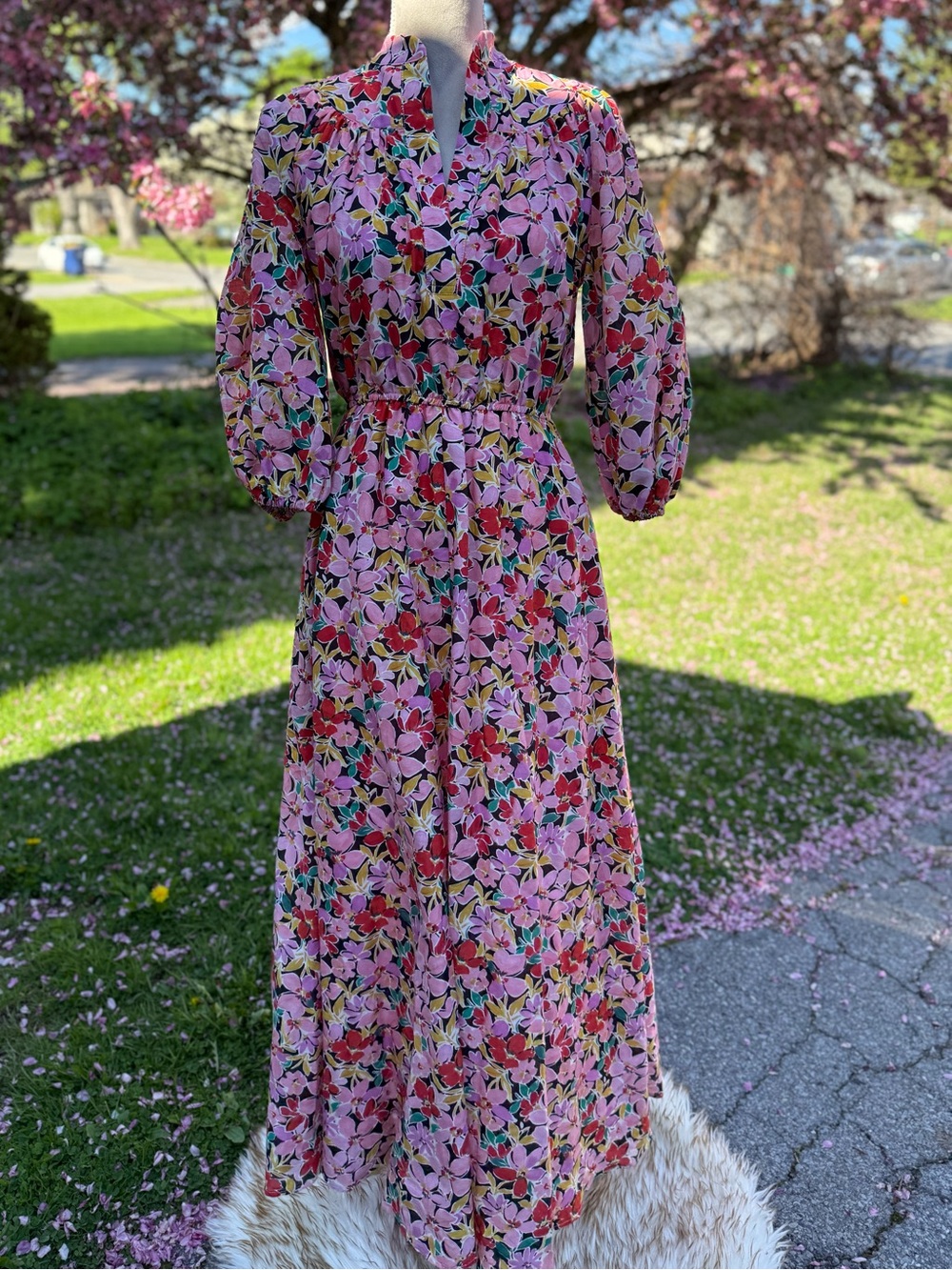 Corey Lynn Calter Floral Pink Maxi Dress with Elastic Waist